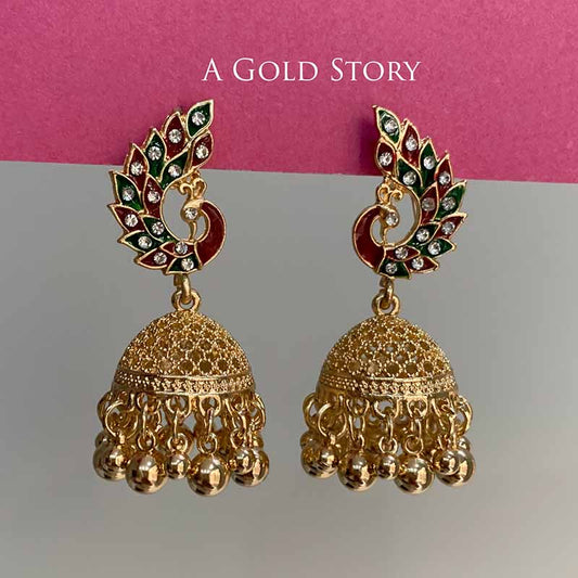 PEACOCOK JHUMKAY GOLDEN MAROON