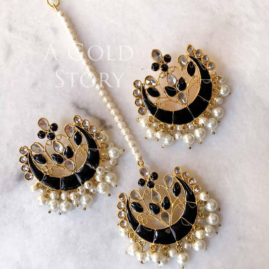 LAILA EAR STUDS AND TIKKA BLACK - Basics by A Gold Story