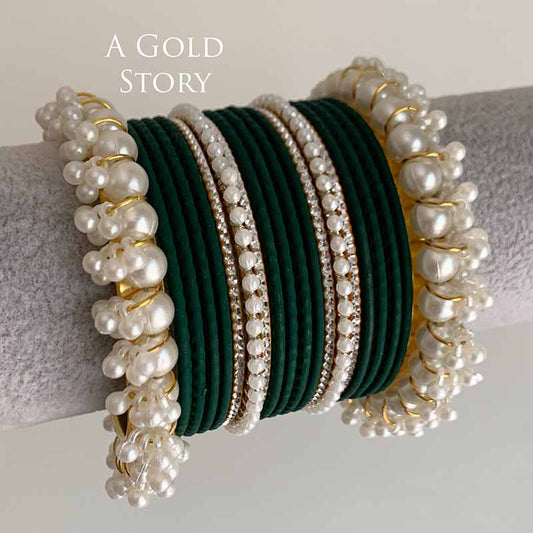 IMOGEN BANGLES SET EMERALD GREEN