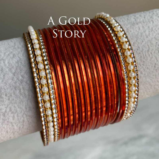 JENNA GLOSS BANGLES SET ORANGE