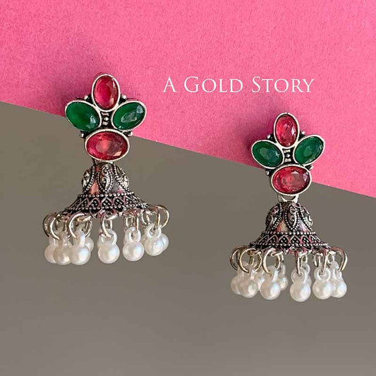 INTISAR CUTE JHUMKIS RED AND GREEN