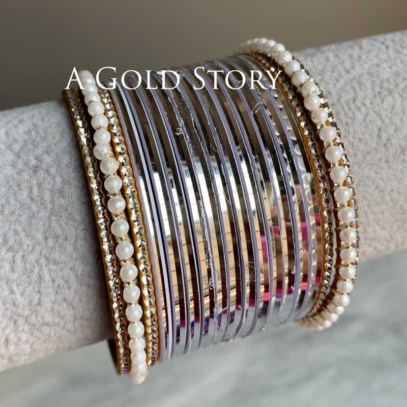 JENNA GLOSS BANGLES SET SILVER