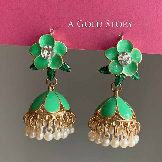 FLOWER JHUMKAY MINT GREEN