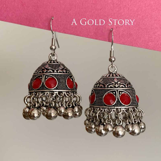 FATIN EARRINGS SILVER RED