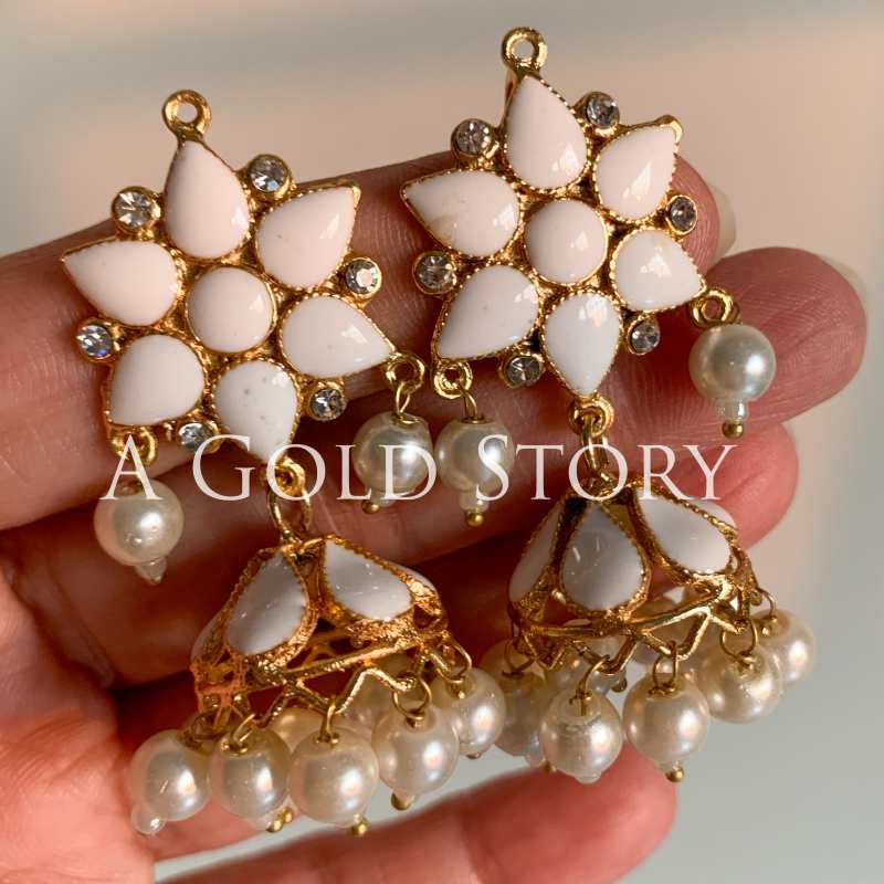 ASMARA MEENAKARI JHUMKAY WHITE