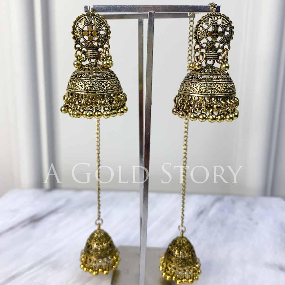 OXIDISED CHAIN JHUMKAY 1 - Basics by A Gold Story