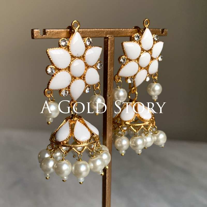ASMARA MEENAKARI JHUMKAY WHITE