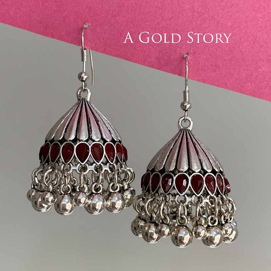 REEM JHUMKAY SILVER MAROON