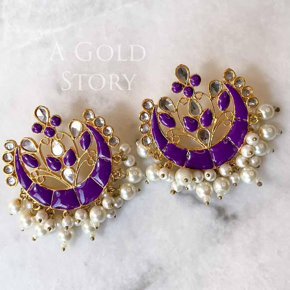 LAILA EAR STUDS AND TIKKA PURPLE - Basics by A Gold Story