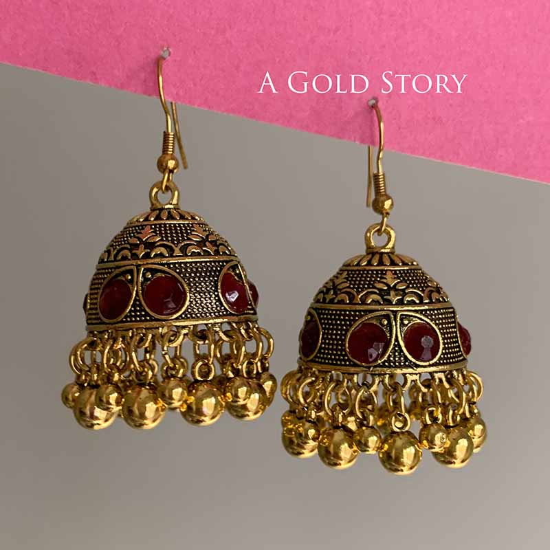FATIN EARRINGS GOLDEN MAROON