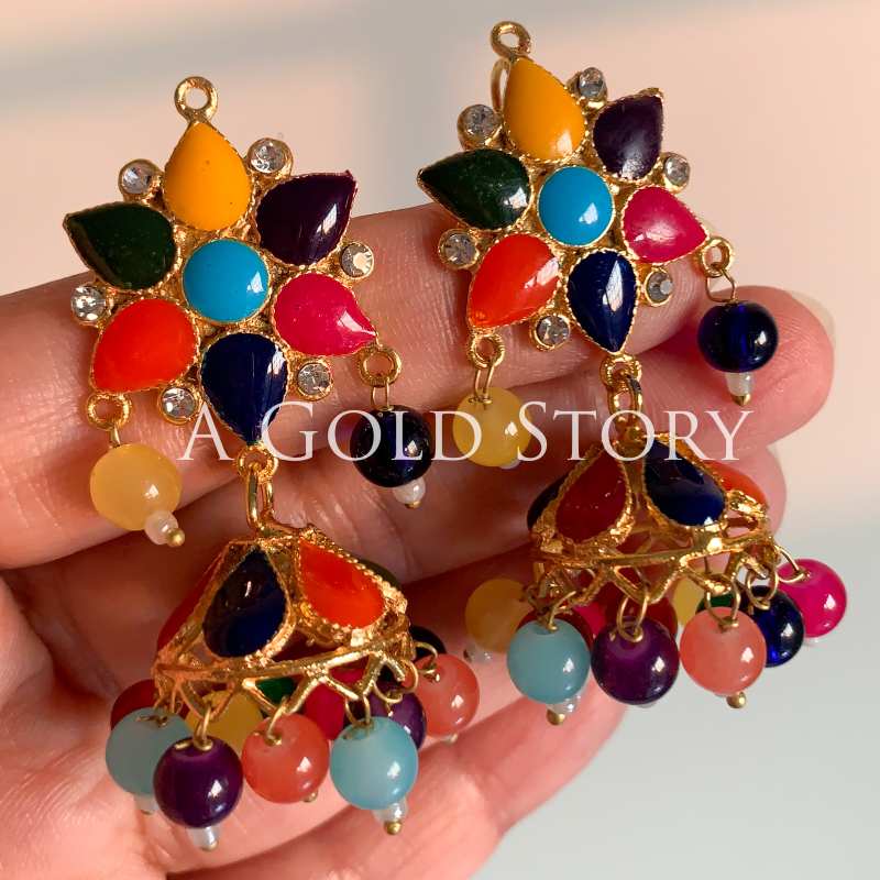ASMARA MEENAKARI JHUMKAY MULTICOLOR