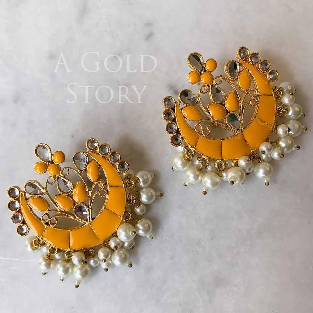 LAILA EAR STUDS AND TIKKA YELLOW - Basics by A Gold Story