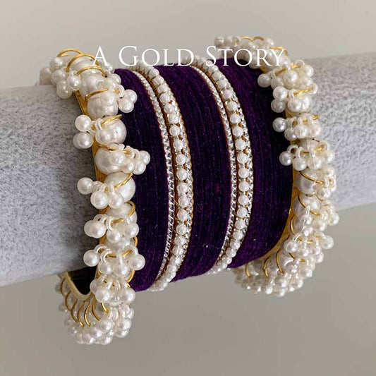 TABEER VELVET BANGLES SET PURPLE