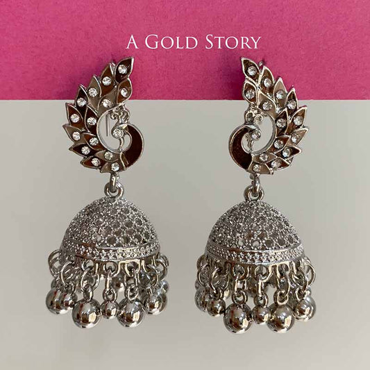PEACOCOK JHUMKAY SILVER BROWN