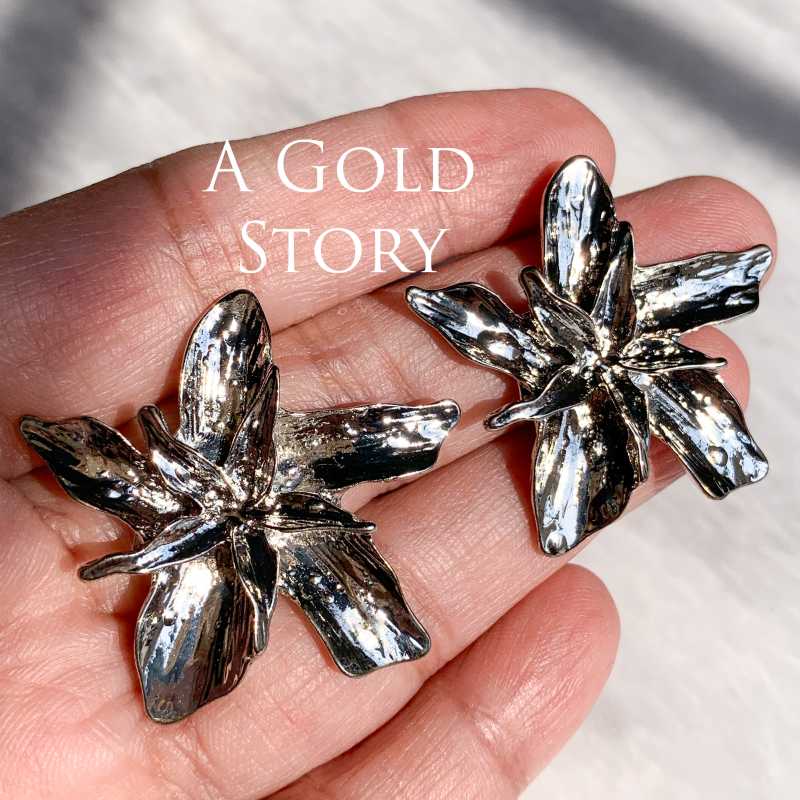 FLOWER SILVER EARRINGS MEDIUM
