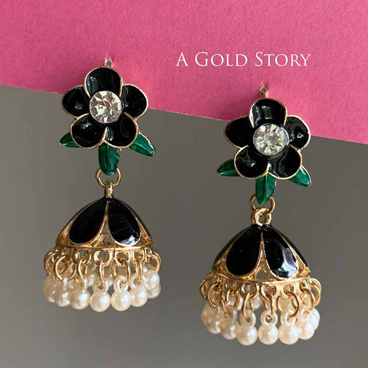 FLOWER JHUMKAY BLACK