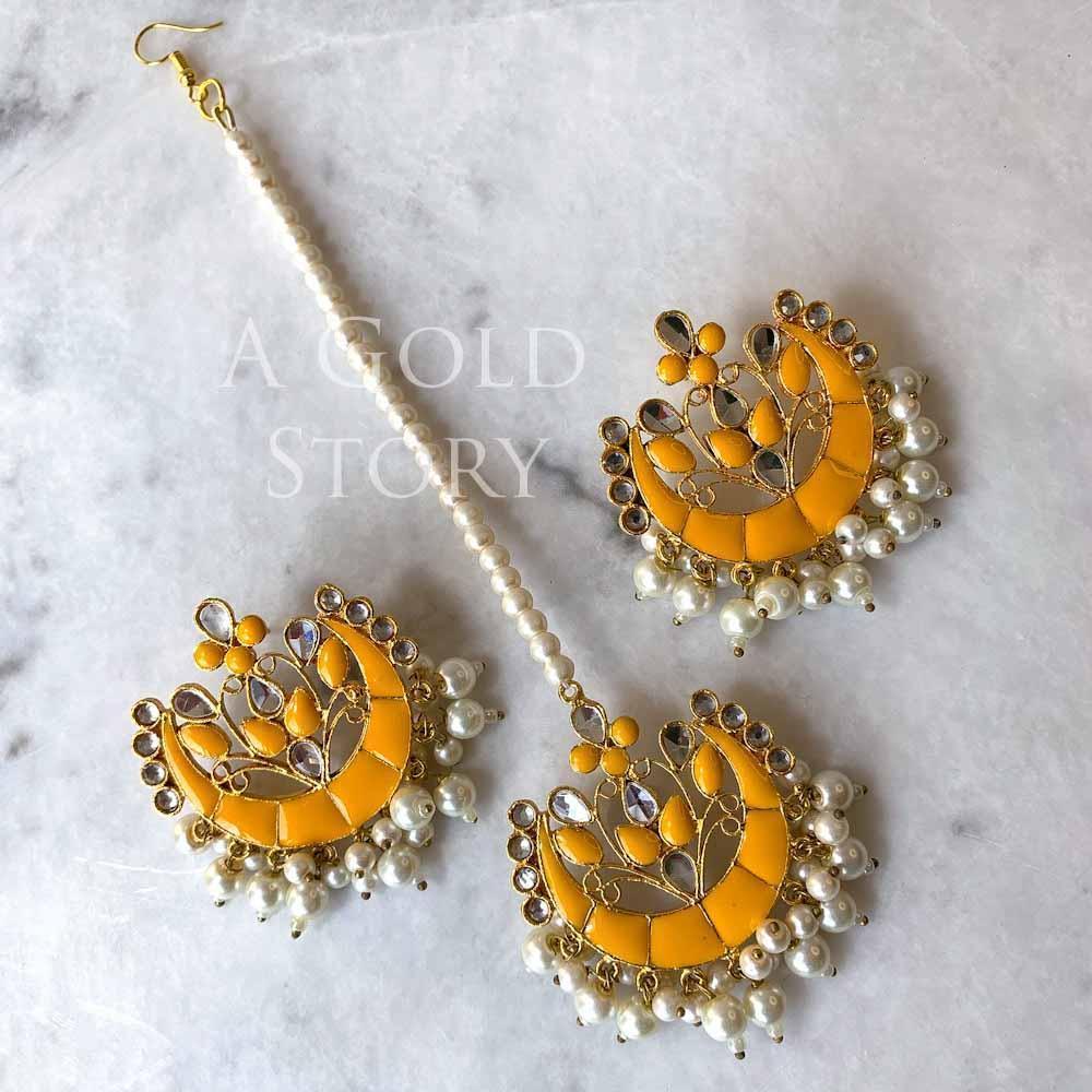 LAILA EAR STUDS AND TIKKA YELLOW - Basics by A Gold Story