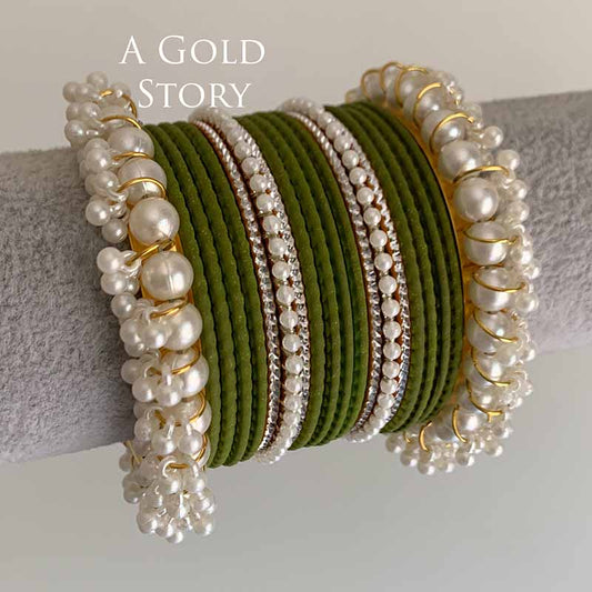 IMOGEN BANGLES SET OLIVE GREEN