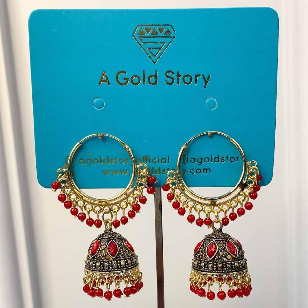 MANNAT JHUMKAY RED - Basics by A Gold Story