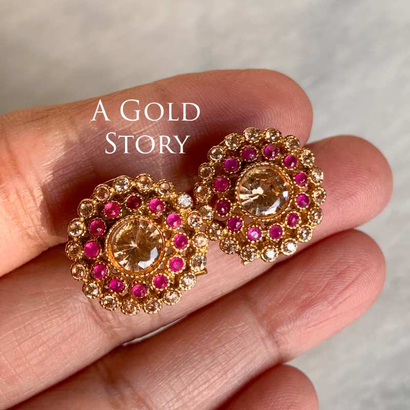 ALHINA PENDANT SET CHAMPAGNE & RUBY