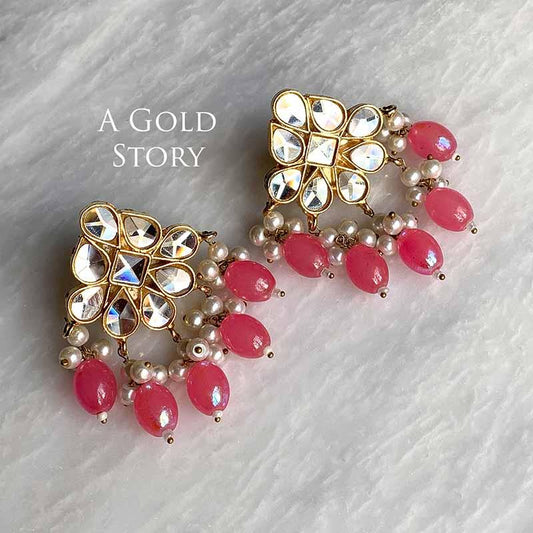 ANJALI KUNDAN STUDS PINK