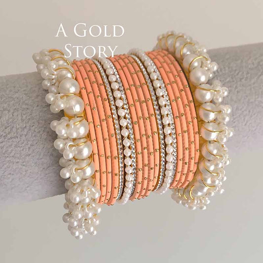 ADAA BANGLES SET PEACH