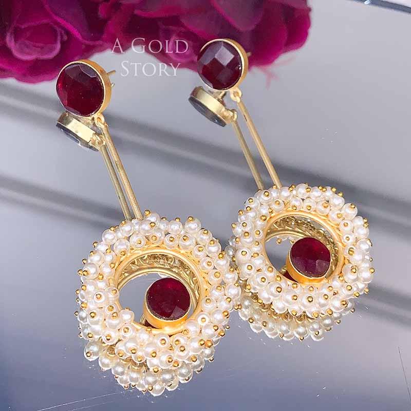 GRACE EARRINGS MAROON - Basics by A Gold Story