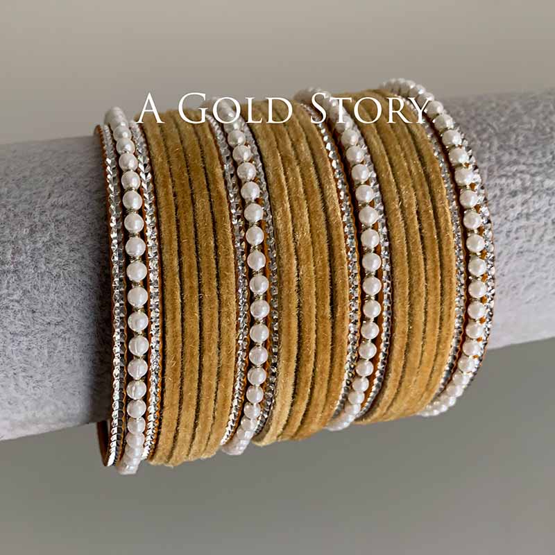 UROOJ VELVET BANGLES SET BEIGE