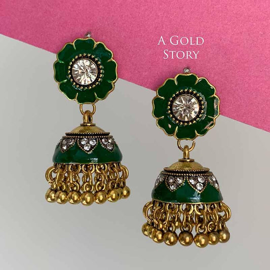 NISHA MEENAKARI JHUMKAY EMERALD GREEN