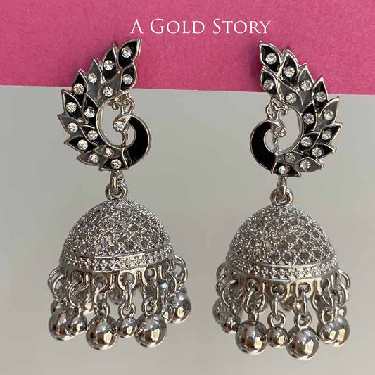 PEACOCOK JHUMKAY SILVER BLACK