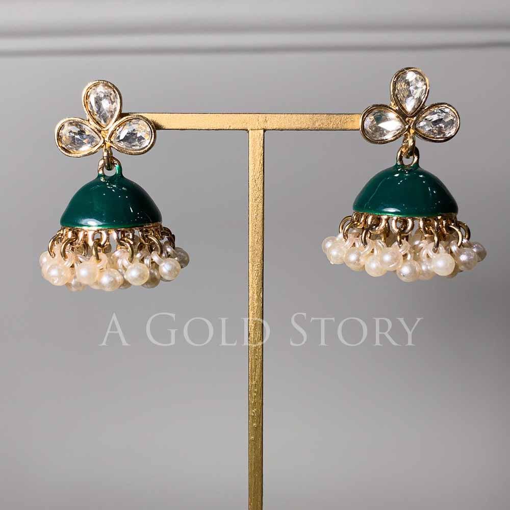 CUTEI MINI JHUMKIS GREEN - Basics by A Gold Story