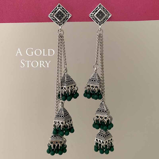 NOUF CHAIN EARRINGS GREEN