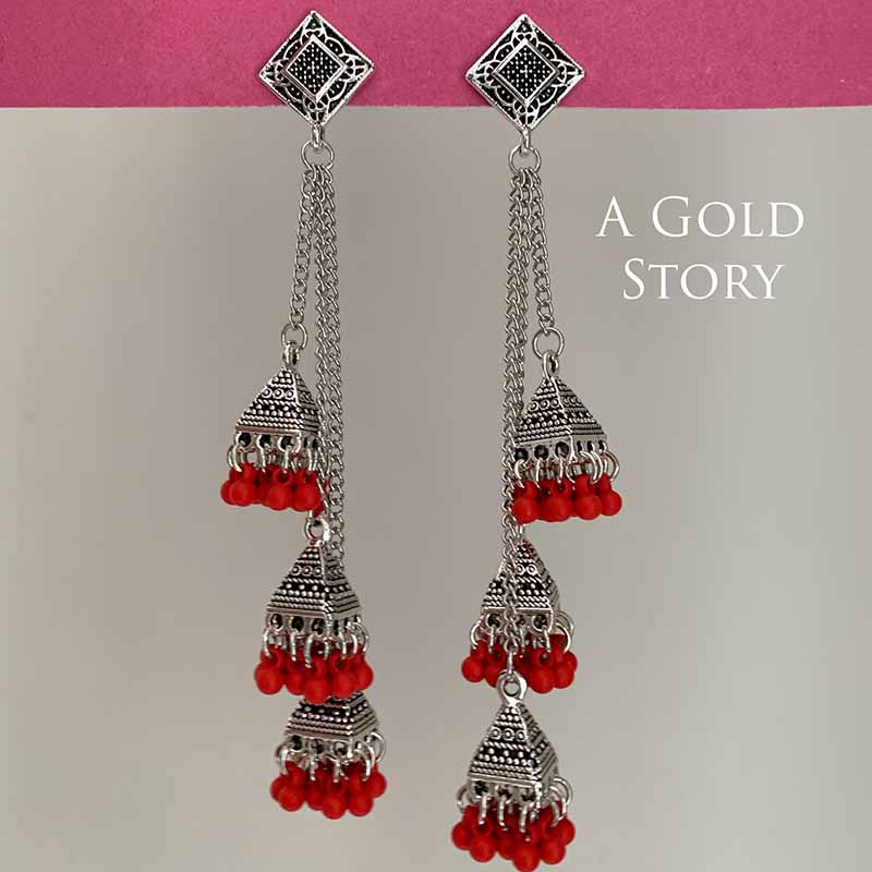 NOUF CHAIN EARRINGS RED