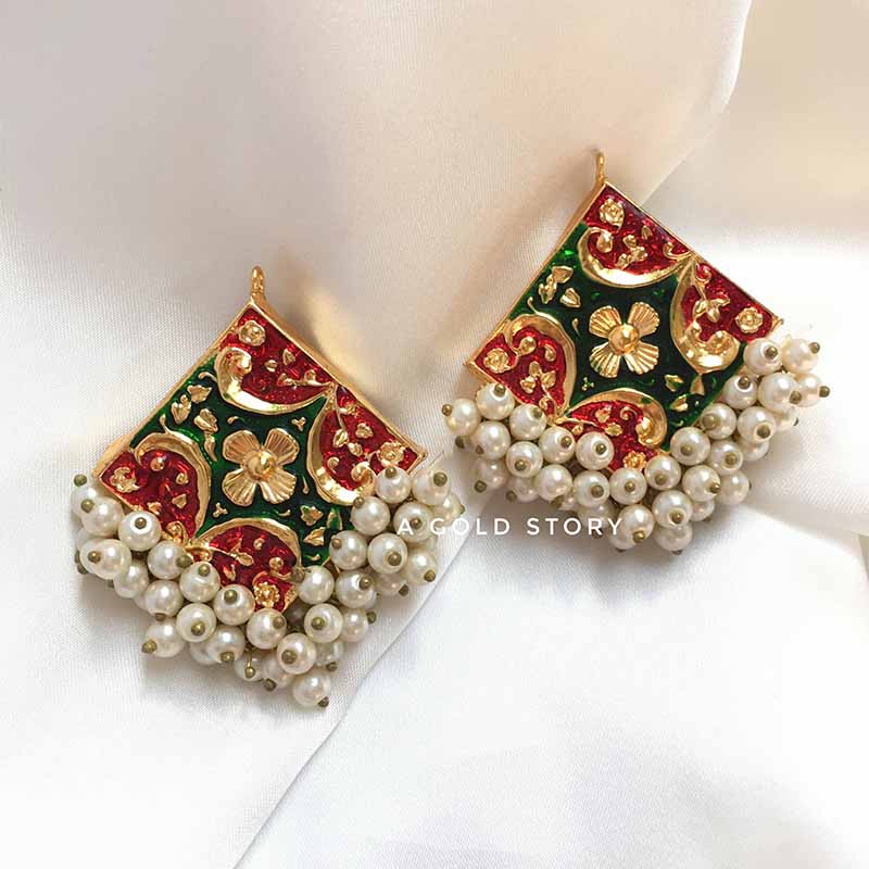 GHAZAL EARRINGS GREEN & RED