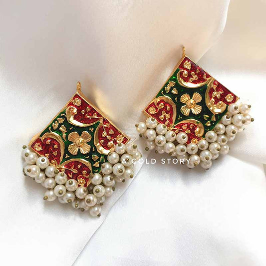 GHAZAL EARRINGS GREEN & RED