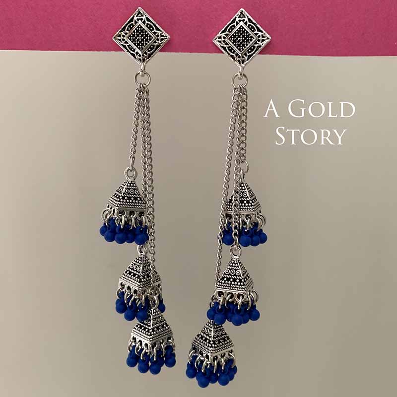 NOUF CHAIN EARRINGS BLUE