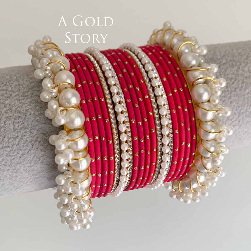 ADAA BANGLES SET HOT PINK