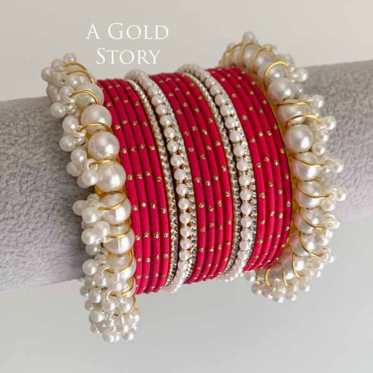 ADAA BANGLES SET HOT PINK