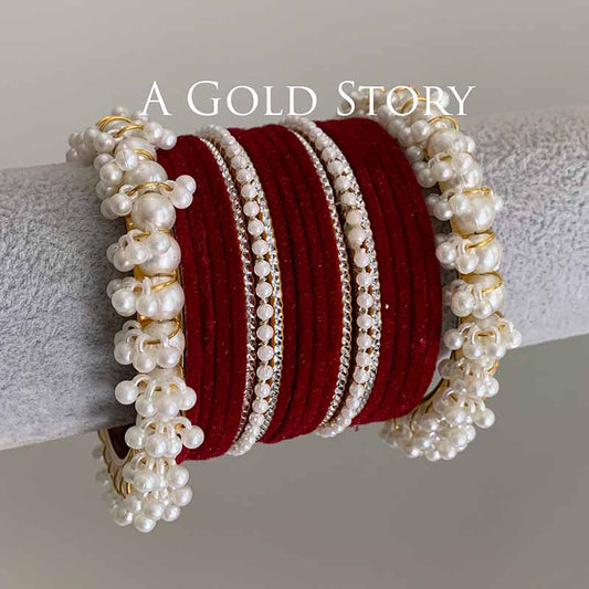 TABEER VELVET BANGLES SET MAROON