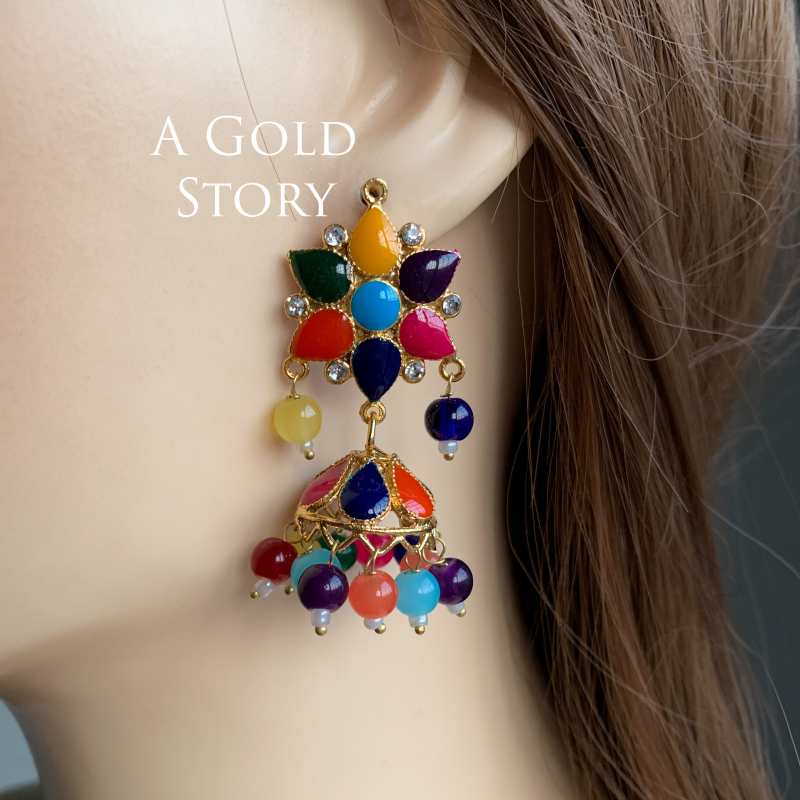 ASMARA MEENAKARI JHUMKAY MULTICOLOR