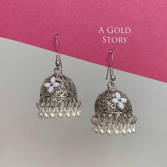 NEHA JHUMKIS SILVER WHITE