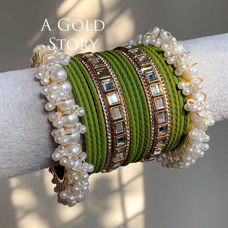 ANEESA BANGLES SET HINA GREEN
