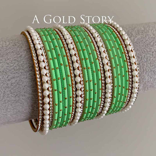 JANNAT BANGLES SET PARROT GREEN