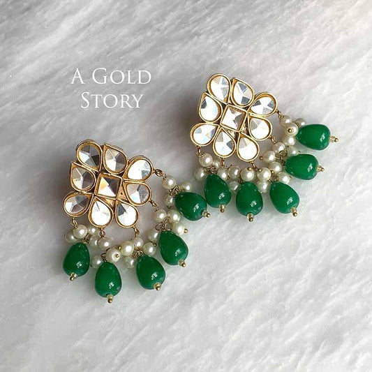 ANJALI KUNDAN STUDS GREEN