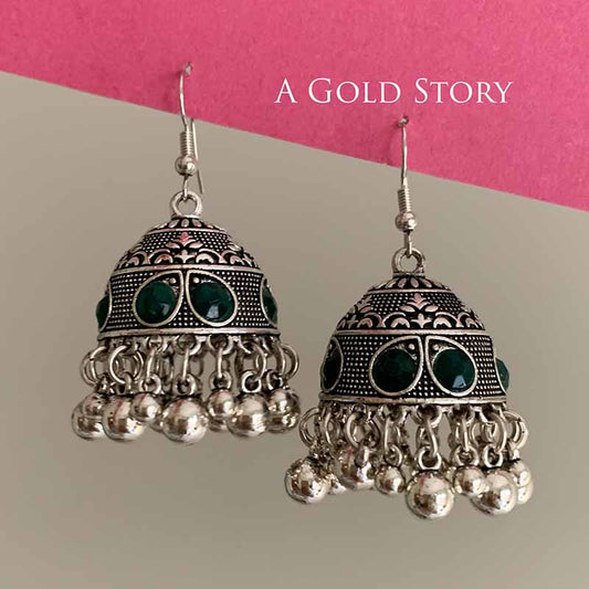 FATIN EARRINGS SILVER GREEN