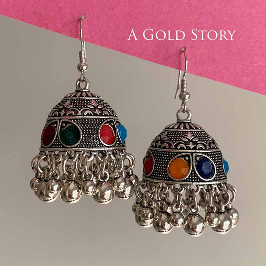 FATIN EARRINGS SILVER MULTICOLOR