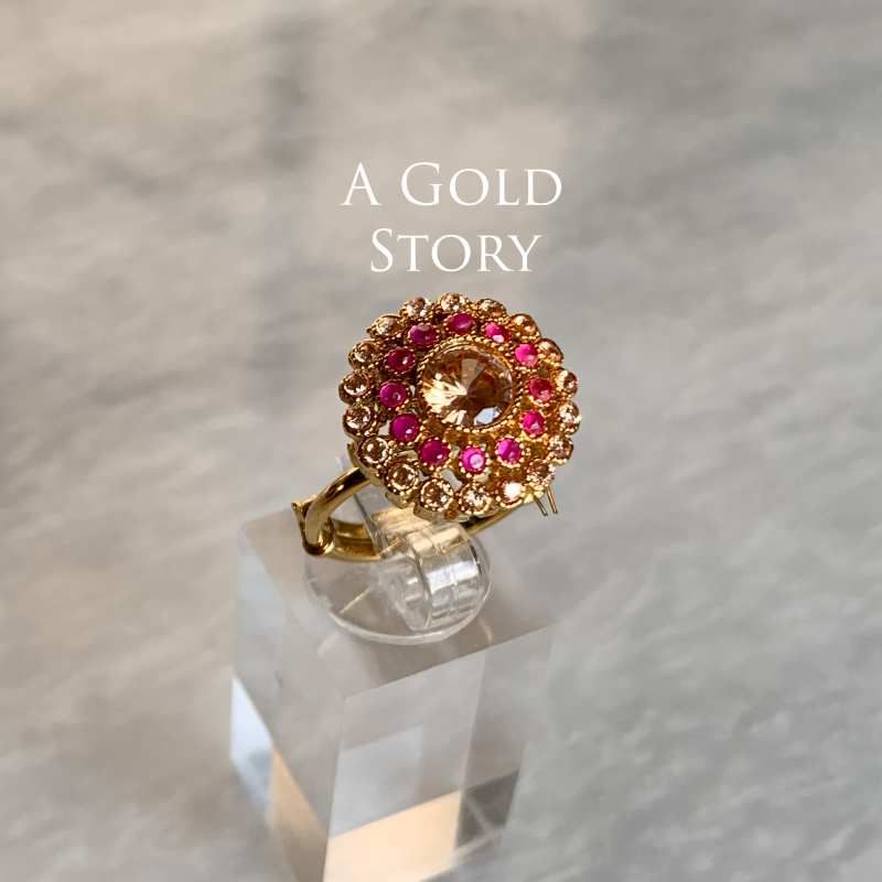 ALHINA PENDANT SET CHAMPAGNE & RUBY