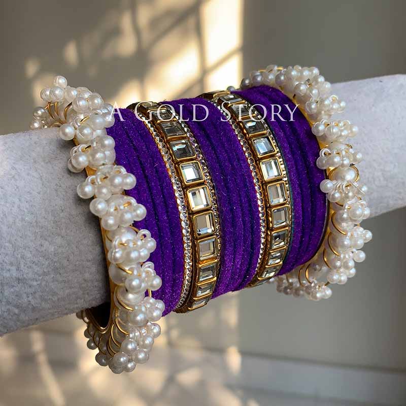 ALMAS VELVET BANGLES SET PURPLE