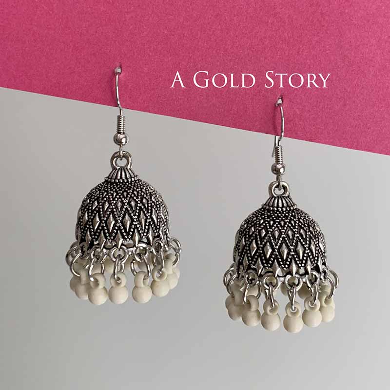 SUHA JHUMKIS SILVER WHITE