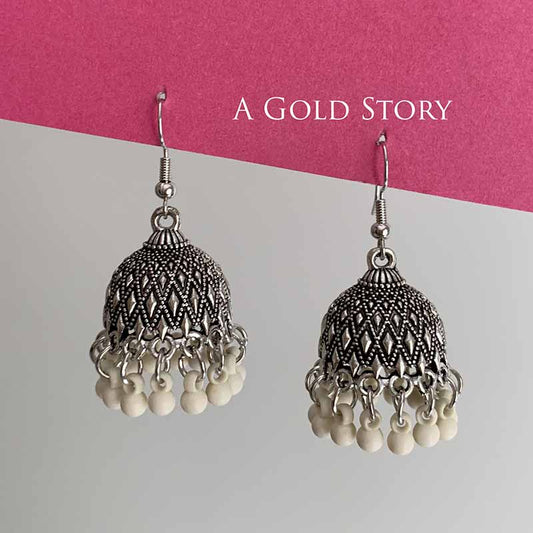 SUHA JHUMKIS SILVER WHITE
